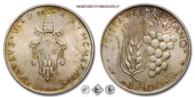 Città del Vaticano, PAOLO VI, Montini, LIRE 500, 1972 A X, Zecca di Roma, ARGENTO, FDC, (Pagani 990) / monete papali vaticane d'argento (moneta papale vaticana da collezione) | Moruzzi Numismatica