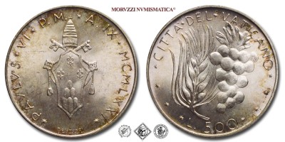 Città del Vaticano, PAOLO VI, Montini, LIRE 500, 1971 A IX, Zecca di Roma, ARGENTO, FDC, (Pagani 989) / monete papali vaticane d'argento (moneta papale vaticana da collezione) | Moruzzi Numismatica