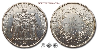 Francia, QUINTA REPUBBLICA, FRANCHI 10, Ercole, 1970, Zecca di Parigi, ARGENTO, FDC, (Gadoury 813) / France Cinquième République 10 Francs Hercule Monnaie de Paris pièces de monnaies françaises (World SILVER coins - monete mondiali europee francesi d'argento - moneta mondiale europea francese da collezione) | Moruzzi Numismatica
