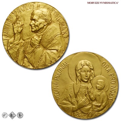 Città del Vaticano, GIOVANNI PAOLO II, Wojtyla, MEDAGLIA IN BRONZO, 600° Anniversario della B. V. Jasna Gora-Regina Poloniae, 1982, Opus Enrico Manfrini, FDC, (R), (CRW 0248) / Papież Jan Paweł II Karol Józef Wojtyła (medaglie papali pontificie vaticane rare da collezione) | Moruzzi Numismatica