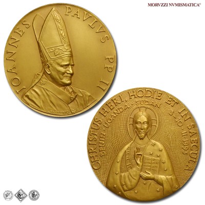 Città del Vaticano, GIOVANNI PAOLO II, Wojtyla, MEDAGLIA IN BRONZO, Viaggio in Benin-Uganda-Sudan, 1993, Opus L. Pancotto, FDC, (R), (CRW 0885) / Papież Jan Paweł II Karol Józef Wojtyła (medaglie papali pontificie vaticane rare da collezione) | Moruzzi Numismatica