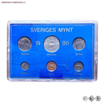 Svezia, CARLO XVI GUSTAVO, SERIE DI 6 MONETE, 1980, FDC, (KM MS13) / Carl XVI Gustaf Konung av Sverige SVENSKA MYNT MYNTVERKET (monete mondiali europee svedesi da collezione) | Moruzzi Numismatica