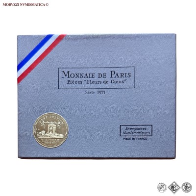 Francia, QUINTA REPUBBLICA, SERIE ANNUALE DI 8 MONETE CON 10 FRANCHI IN ARGENTO, 1971, Zecca di Parigi, FDC, (Gadoury 262) / France Cinquième République MONNAIE DE PARIS pièces de monnaies françaises avec 10 Francs 