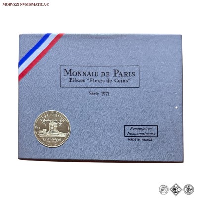 Francia, QUINTA REPUBBLICA, SERIE ANNUALE DI 8 MONETE CON 10 FRANCHI IN ARGENTO, 1971, Zecca di Parigi, FDC, (Gadoury 262) / France Cinquième République MONNAIE DE PARIS pièces de monnaies françaises avec 10 Francs 