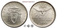 Città del Vaticano, SEDE VACANTE 1963, LIRE 500, Card. Aloisi Masella, Zecca di Roma, ARGENTO, FDC, (Pagani 980) / monete papali pontificie vaticane d'argento (moneta papale pontificia vaticana delle Sedi Vacanti) | Moruzzi Numismatica