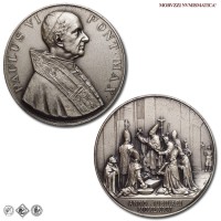 Città del Vaticano, PAOLO VI, Montini, MEDAGLIA IN METALLO BIANCO, Apertura Porta Santa, 1975, Opus F. Mina, FDC, (Macri-Marinelli 321) / medaglie papali pontificie straordinarie da collezione | Moruzzi Numismatica