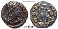 TEODOSIO I, PICCOLO BRONZO, 379-395 d.C., CONCORDIA AVGGG / ANT#G q f# Roma seduta con lancia e globo, Zecca di Antiochia, BB, (RIC 47c) / monete romane imperiali antiche (moneta romana imperiale antica - Impero Romano) | Moruzzi Numismatica
