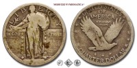 Stati Uniti d'America, DOLLARO 1/4, Standing Liberty, data illeggibile, Zecca di Philadelphia, ARGENTO, MB, (KM 141 o 145) / USA - United States of America ONE SILVER QUARTER DOLLAR World coins (monete mondiali moderne d'argento - moneta mondiale moderna da collezione) | Moruzzi Numismatica