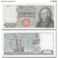 Repubblica Italiana, BANCA D'ITALIA, LIRE 5000, Colombo I tipo, 03.09.1964, Firme: Carli, Ripa, SPL, (Vendemia 530) / banconote italiane (cartamoneta italiana da collezione - banconota da 5.000 lire) | Moruzzi Numismatica