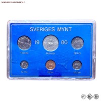 Svezia, CARLO XVI GUSTAVO, SERIE DI 6 MONETE, 1980, FDC, (KM MS13) / Carl XVI Gustaf Konung av Sverige SVENSKA MYNT MYNTVERKET (monete mondiali europee svedesi da collezione) | Moruzzi Numismatica