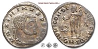 MASSIMINO II DAIA, FOLLIS, 312 d.C., IOVI CONSERVATORI / #D# / SMTS / Giove stante con globo e lungo scettro. A sinistra una corona, a destra #D#, Zecca di Tessalonica, BRONZO, mBB, (RIC 50a) / monete romane imperiali antiche (moneta romana imperiale antica - Impero Romano) | Moruzzi Numismatica