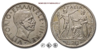 Regno d'Italia, VITTORIO EMANUELE III, LIRE 20, Littore, 1928 A VI, Zecca di Roma, ARGENTO, mBB, (R), (Pagani 673) / monete italiane moderne rare (moneta italiana moderna rara d'argento - Casa Savoia) | Moruzzi Numismatica
