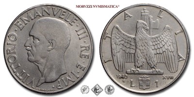 Regno d'Italia, VITTORIO EMANUELE III, LIRA, Impero - calamitabile, 1940 XVIII, Zecca di Roma, ACMONITAL,  SPL, (Pagani 794a) / monete italiane moderne (moneta italiana moderna da collezione - Casa Savoia) | Moruzzi Numismatica