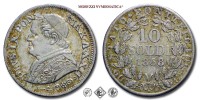 Stato Pontificio, PIO IX, Mastai Ferretti, SOLDI 10, 1868 A XXII, Zecca di Roma, ARGENTO, mSPL, (Pagani 580) / monete papali pontificie d'argento (moneta papale pontificia da collezione) | Moruzzi Numismatica