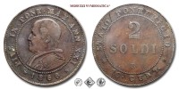 Stato Pontificio, PIO IX, Mastai Ferretti, SOLDI 2, 1866 ANN XXI, Zecca di Roma, RAME, mBB, (Pagani 598) / monete papali pontificie (moneta papale pontificia da collezione - 10 CENTESIMI) | Moruzzi Numismatica