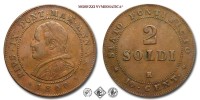 Stato Pontificio, PIO IX, Mastai Ferretti, SOLDI 2, 1866 ANN XXI, Zecca di Roma, RAME, mBB, (Pagani 598) / monete papali pontificie (moneta papale pontificia da collezione - 10 CENTESIMI) | Moruzzi Numismatica