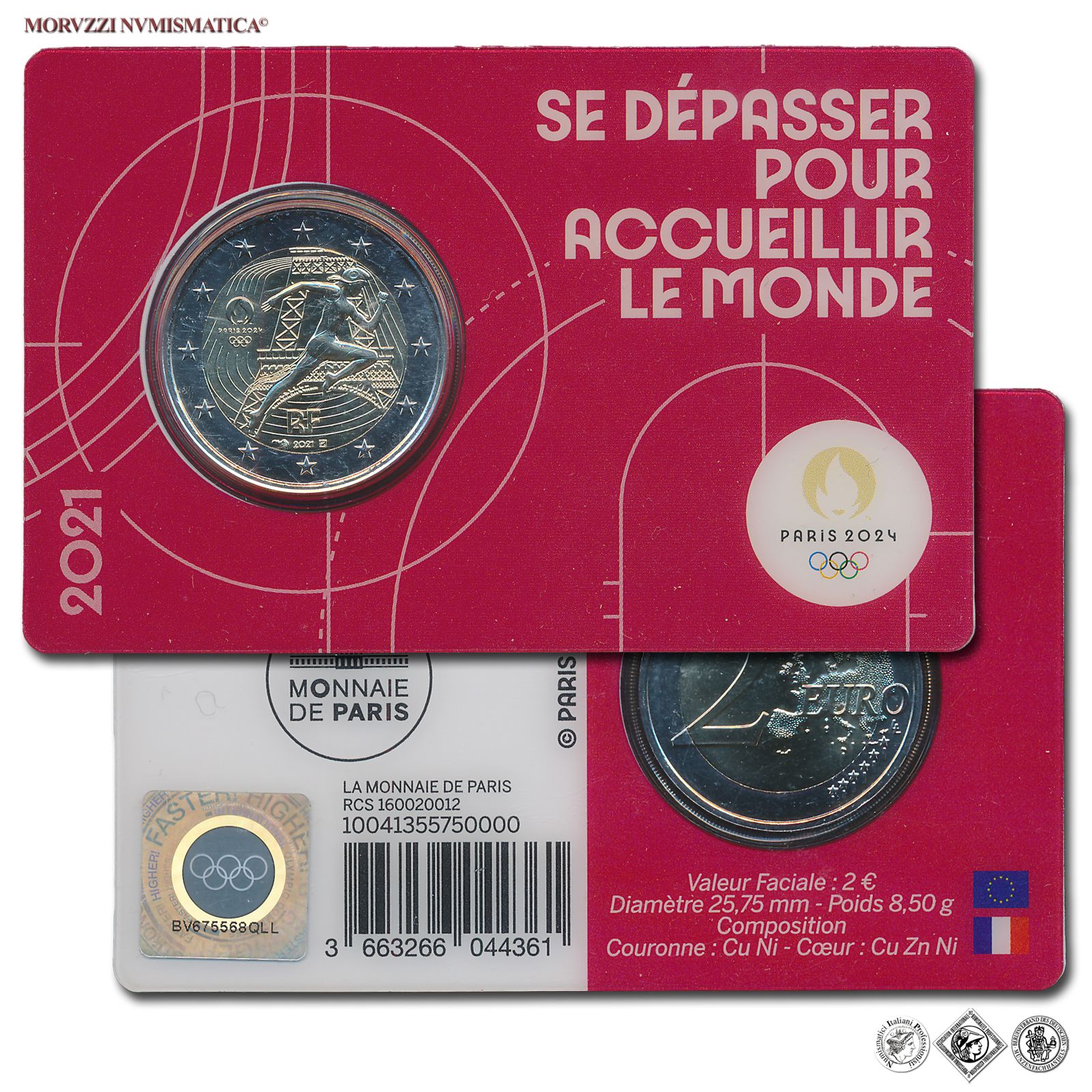Shop Moruzzi Numismatica Francia, 2 EURO 2021 FDC, Olimpiadi di Parigi