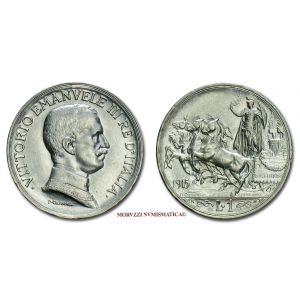 Regno d'Italia, VITTORIO EMANUELE III, 1 LIRA, 1915, Quadriga briosa, zecca di Roma, ARGENTO, qFDC, (Pagani 773) / monete italiane d'argento