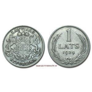 Latvia, REPUBBLICA, 1918-1939, LATS, Emissione: 1924, Rif. bibl. KM, 7; Metallo: AR, gr. 4,97, (ME120425), Diam.: mm. 22,79, BB