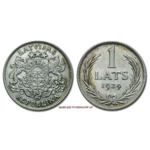 Lettonia, REPUBBLICA, 1 LATS, 1924, LATVIJAS REPUBLIKA, zecca di Londra, ARGENTO, BB, (KM 7) / monete mondiali europee moderne d'argento (WORLD SILVER COINS - moneta mondiale europea moderna da collezione)