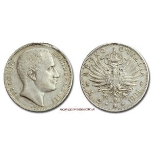 Regno d'Italia, VITTORIO EMANUELE III, 2 LIRE, 1904, Aquila Sabauda, zecca di Roma, ARGENTO, MB, (R), (Pagani 728) / monete italiane d'argento