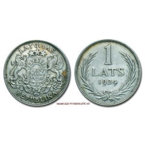 Lettonia, REPUBBLICA, 1 LATS, 1924, LATVIJAS REPUBLIKA, zecca di Londra, ARGENTO, mBB, (KM 7) / monete mondiali europee moderne d'argento (WORLD SILVER COINS - moneta mondiale europea moderna da collezione)
