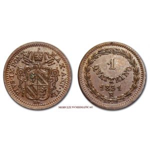 Stato Pontificio, PIO IX, QUATTRINO, 1851, zecca di Roma, qFDC, (Pagani 517) / Pope Pius IX COPPER Papal coins (monete papali di rame - monete pontificie) Pius IX. - Pie IX - Pío IX