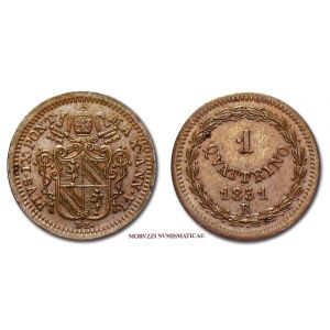 Stato Pontificio, PIO IX, QUATTRINO, 1851, zecca di Roma, qFDC, (Pagani 517) / Pope Pius IX COPPER Papal coins (monete papali di rame - monete pontificie) Pius IX. - Pie IX - Pío IX
