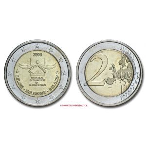 Belgio, 2 euro, 2008, 60° Dichiarazione universale diritti dell'uomo, FDC